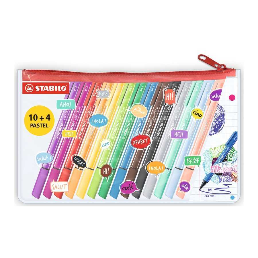 Trousse de 14 stylos-feutres - Classique et pastel - STABILO