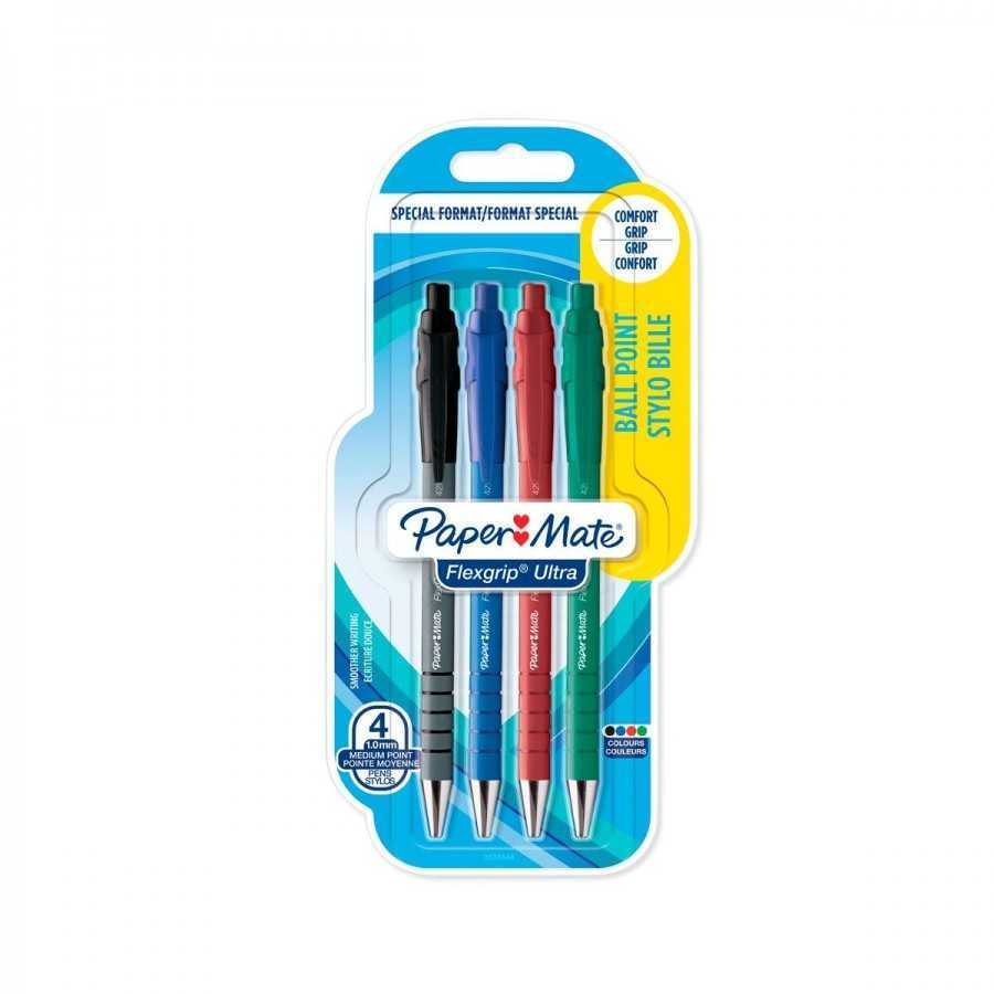 BIC Lot de 3 stylos bille 4 couleurs rétractables pointe moyenne